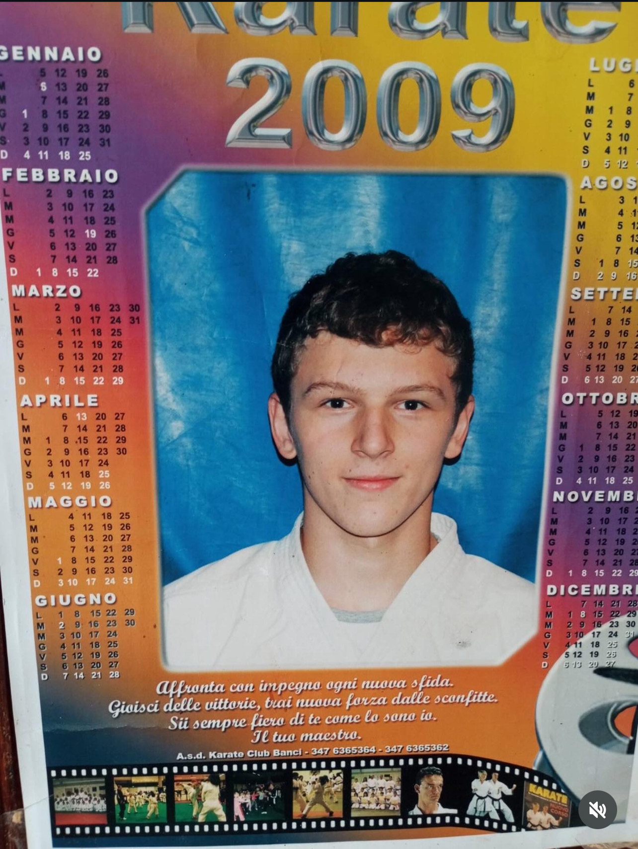 Fotografia del calendario 2009 del Karate Club con Vladyslav in karategi.