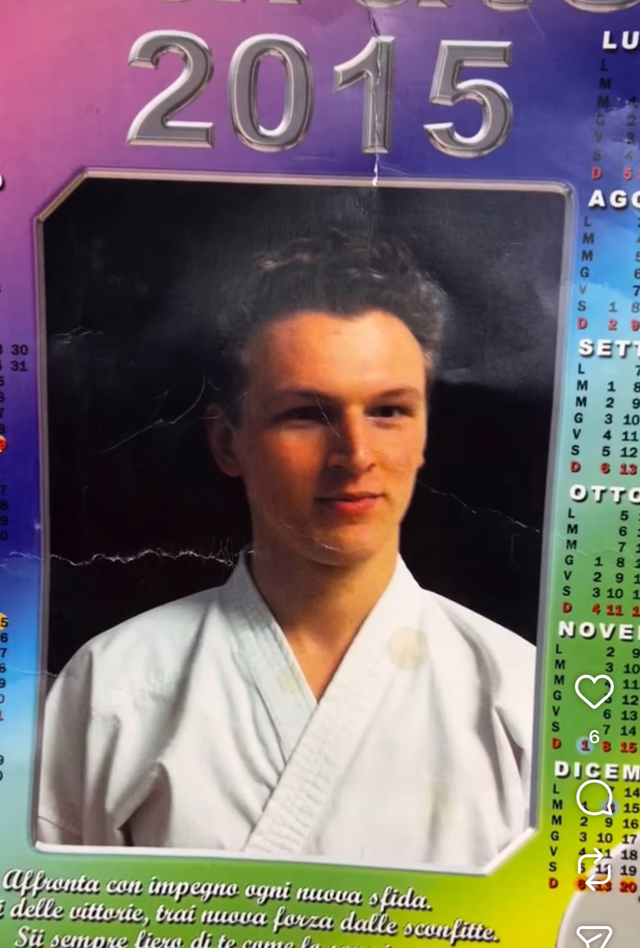Fotografia del calendario 2015 con Vladyslav in karategi.
